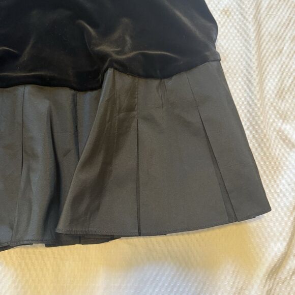 Tadashi Vintage 90s Black Velvet Satin Pleated A-Line Skirt Size 14 Made in USA - Picture 5 of 7
